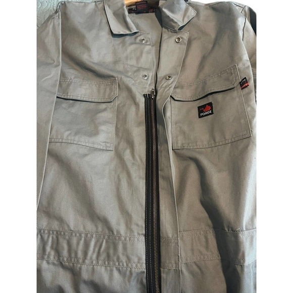 Forge FR Mens Fire Resistant Coveralls Gray Elastic Waist Full Zip Snap 3XL NEW - Picture 5 of 16